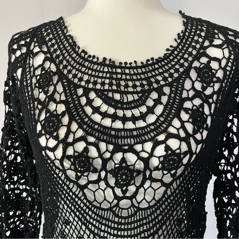 Pura Vida Women’s Bathing Suit Cover Up Crochet Lace Bikini Swimsuit Dress Sz M - Picture 3 of 11